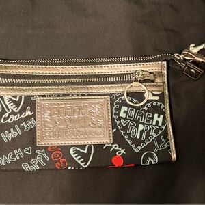 Coach Poppy Graffiti Black Zip Wristlet